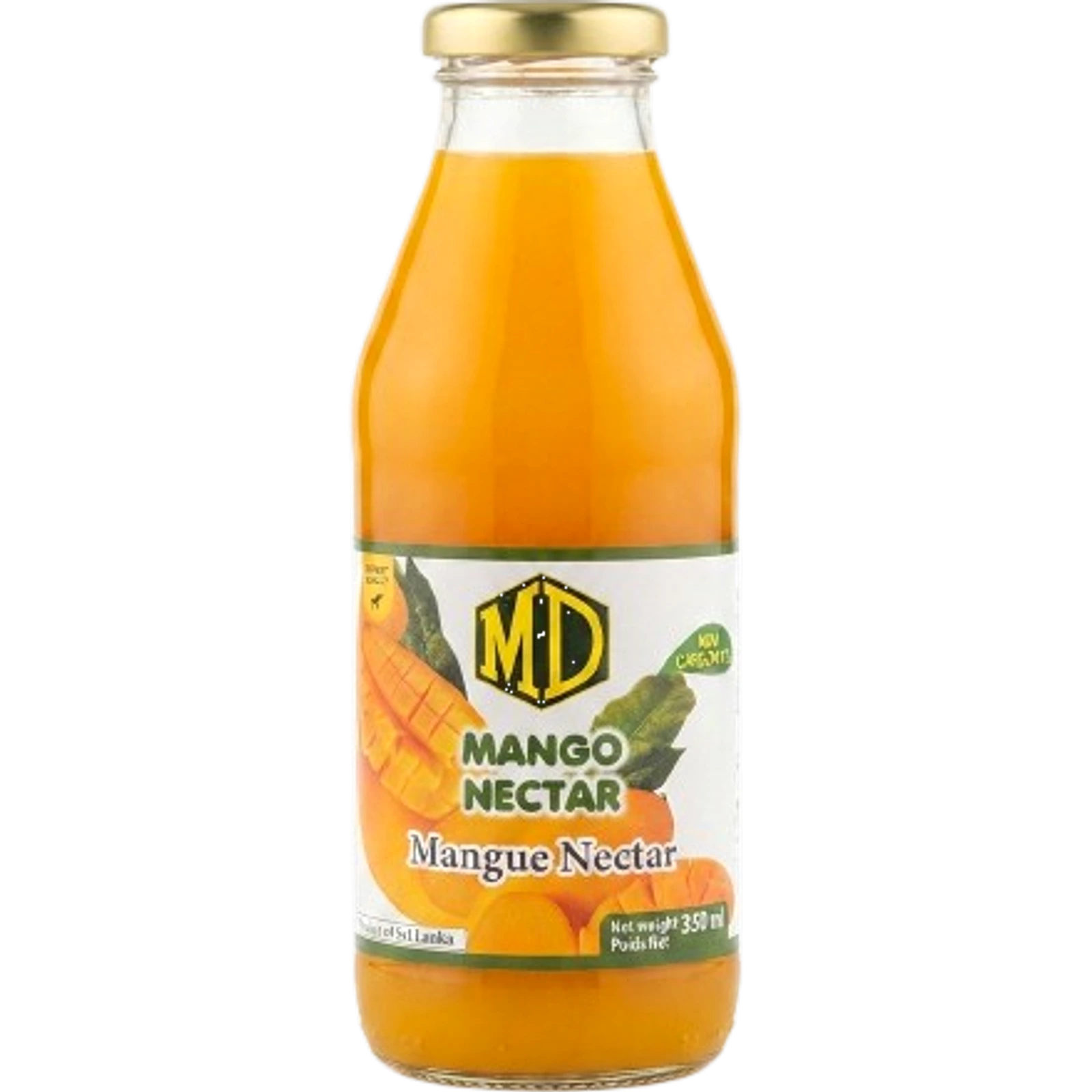 MD Mango Nectar 350ml — glass bottle with mango label